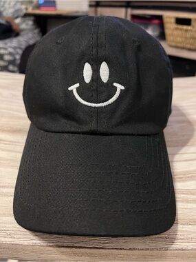 DALIX Black Smiley Face Embroidered Dad Hat